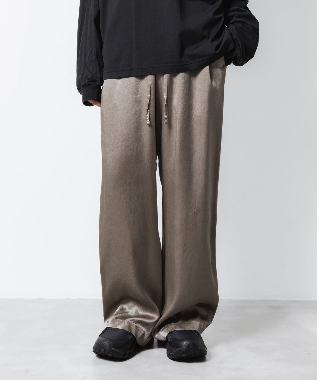 VEIN ヴェインのRY PIGMENT PRINT SATIN EASY WIDE TROUSERS - KHAKI GRAYの公式通販サイトsession福岡セレクトショップ