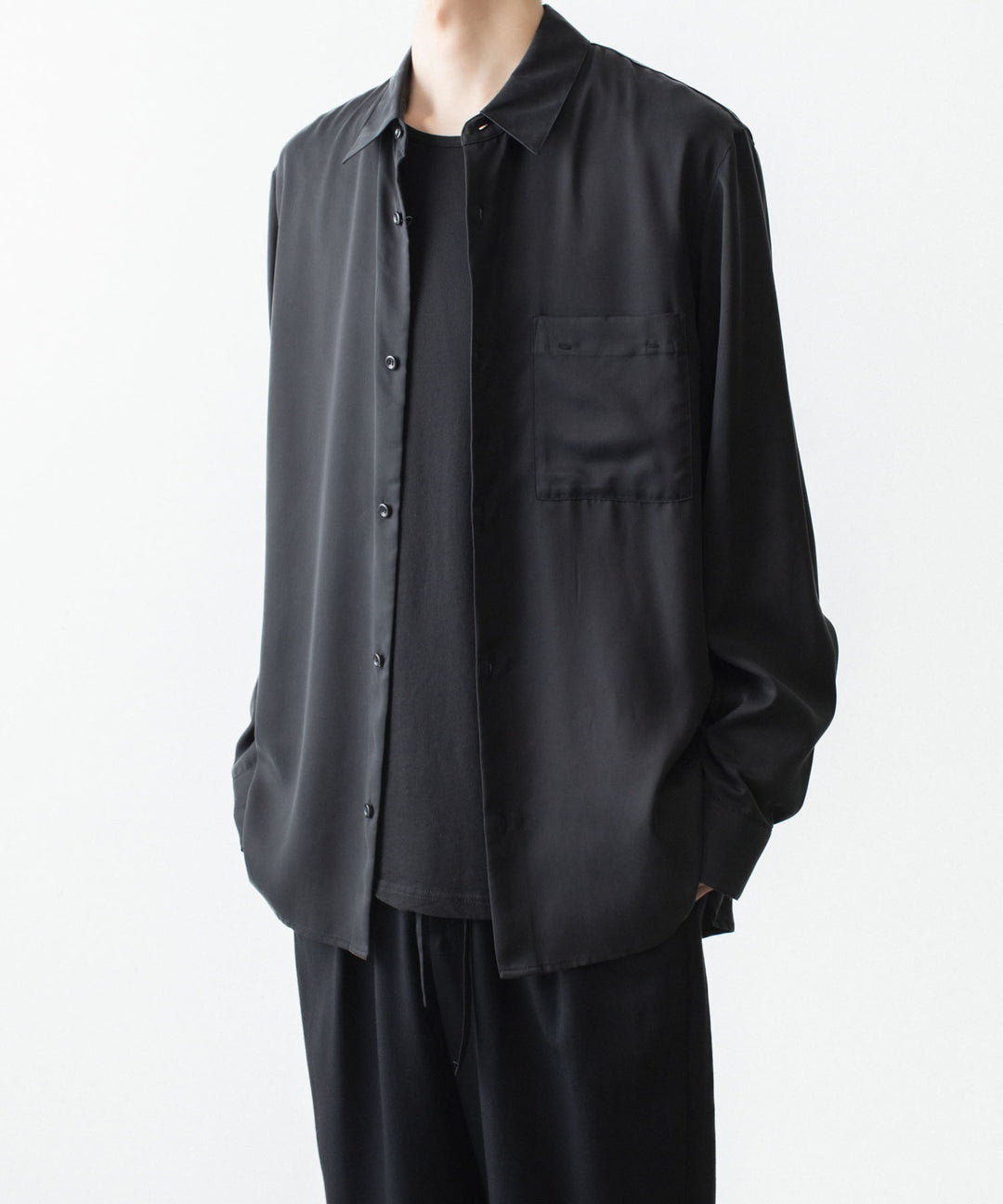 ATTACHMENT アタッチメントのCU/PE FIBRIL SATIN L/S SHIRT - BLACKの公式通販サイトsession福岡セレクトショップ