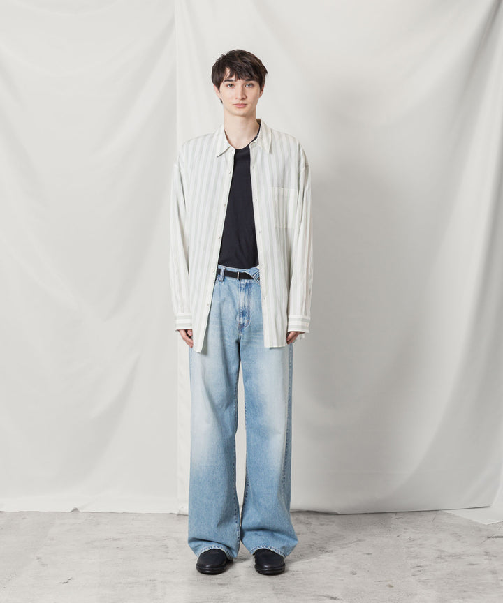 ATTACHMENT アタッチメントのCU/CO STRIPE TWILL L/S SHIRT - S.GREENの公式通販サイトsession福岡セレクトショップ