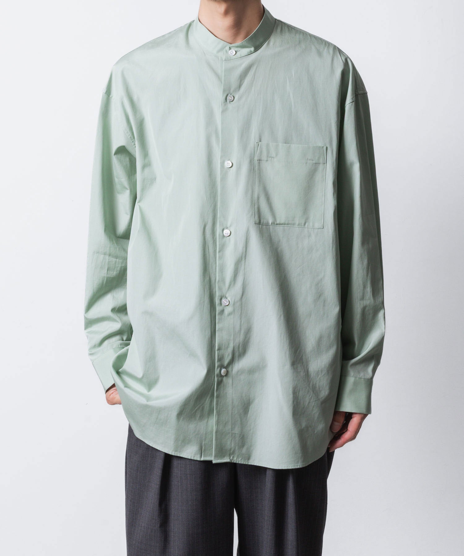 ATTACHMENT アタッチメントの140/2 GIZA BROAD BANDCOLLAR L/S SHIRT - L.GREENの公式通販サイトsession福岡セレクトショップ
