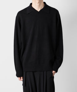 ATTACHMENT アタッチメントのBRITISH WO KNIT POLO  PULLOVER L/S - BLACK 公式通販サイトsession福岡セレクトショップ