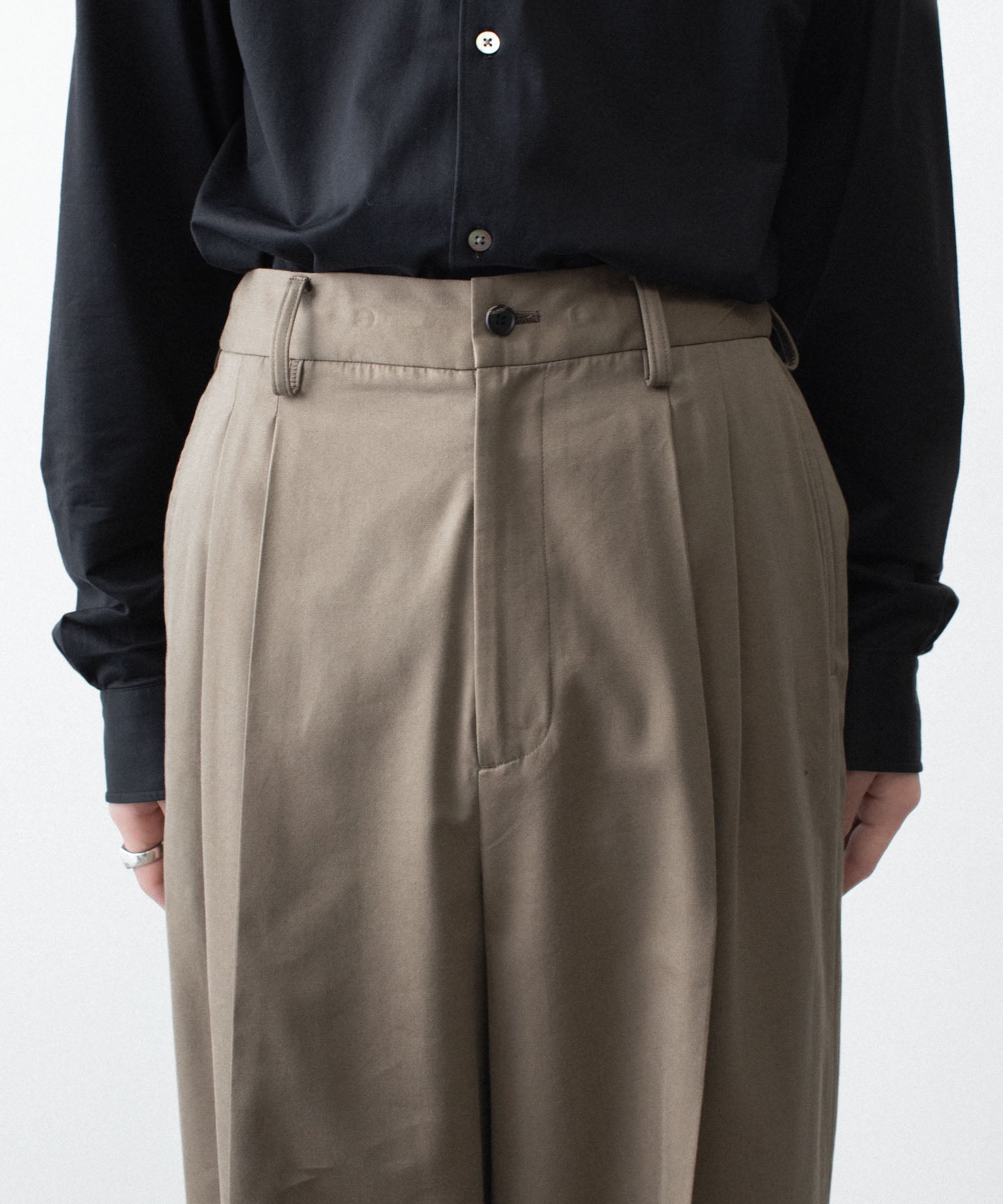 ssstein / シュタイン】COTTON RAYON EASY LONG WIDE TROUSERS - BEIGE