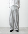 【 ATTACHMENT 】PE/CO/LI DRY TWILL WIDE TROUSERS - L.GRAY