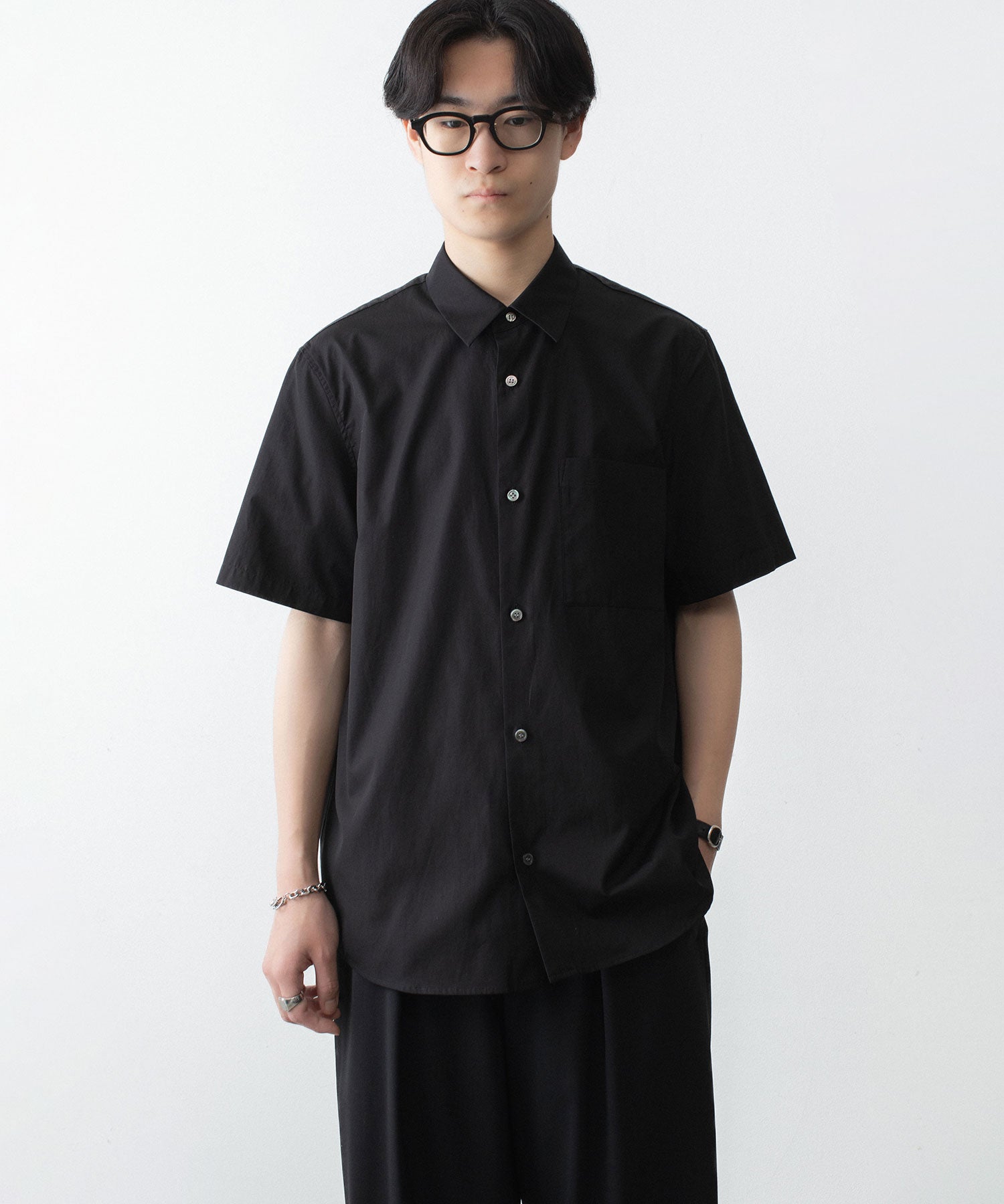 ATTACHMENT /アタッチメント】140/2 GIZA BROAD S/S SHIRT - BLACK