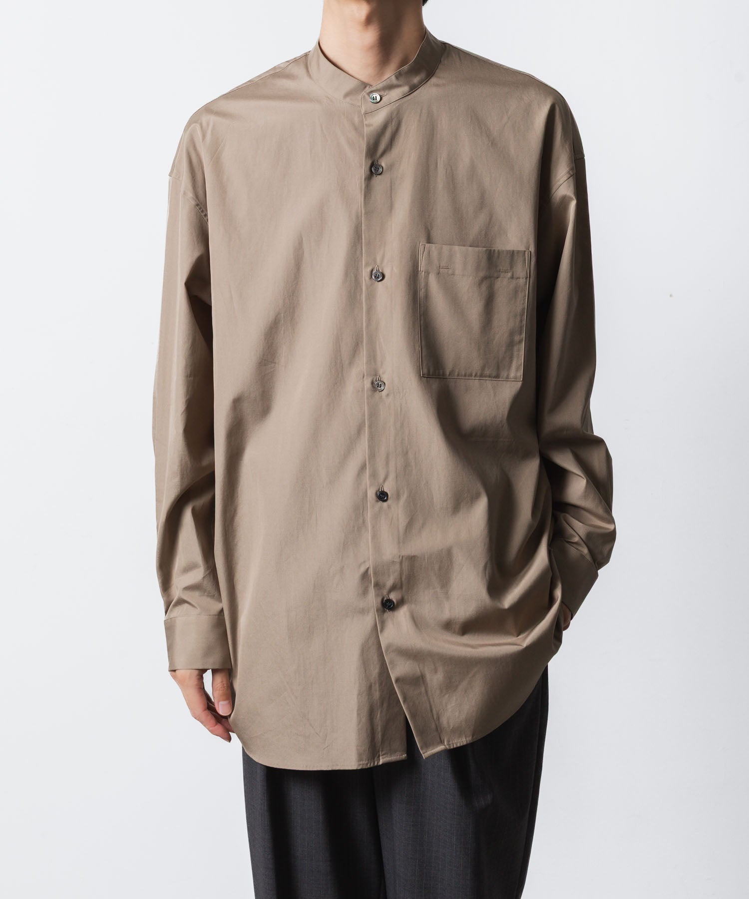 ATTACHMENT アタッチメントの140/2 GIZA BROAD BANDCOLLAR L/S SHIRT - CAMELの公式通販サイトsession福岡セレクトショップ