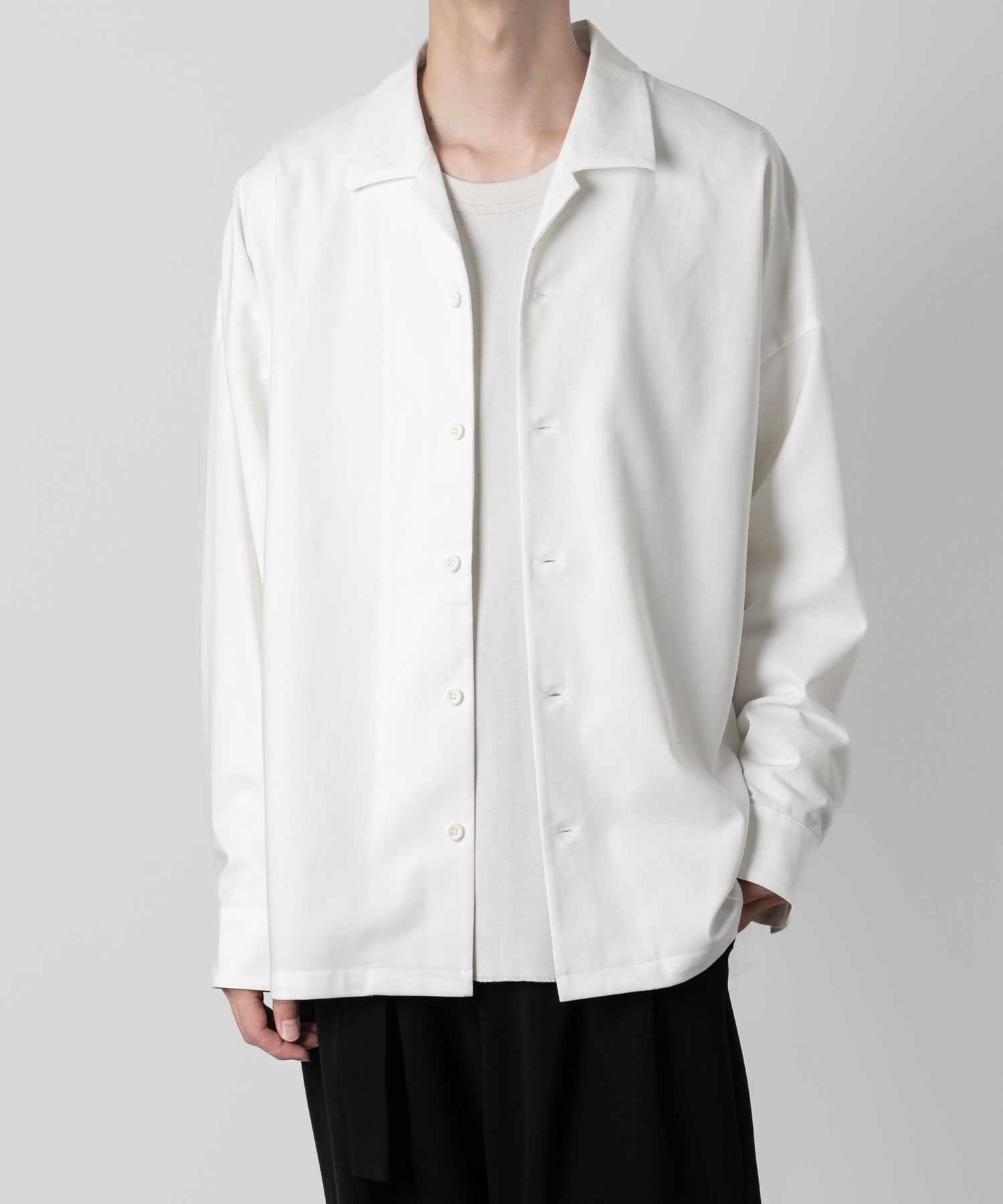 ATTACHMENT アタッチメントのPE/RY STRETCH TROPICAL OVERSIZED OPENCOLLAR L/S SHIRT - WHITE 公式通販サイトsession福岡セレクトショップ