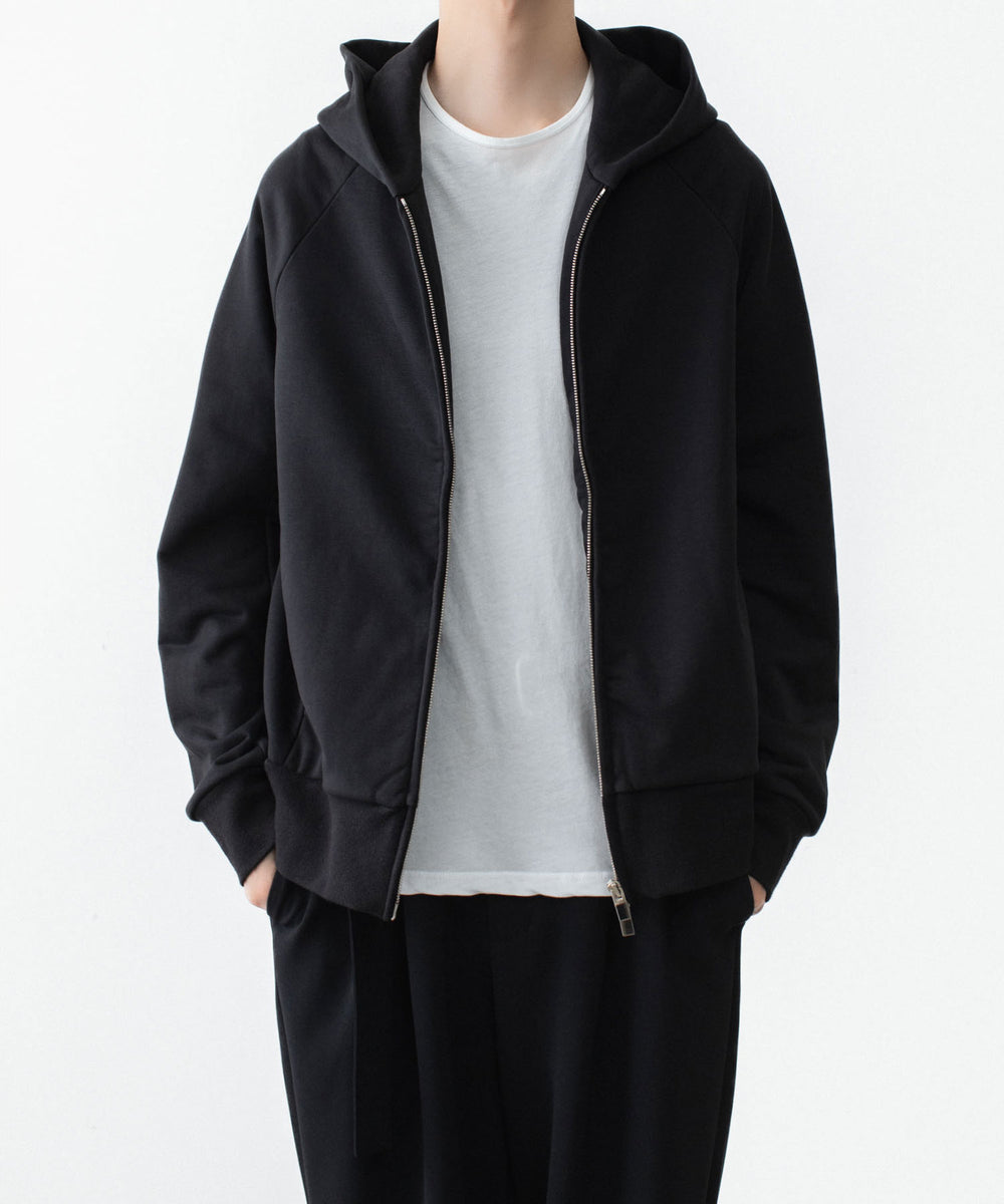 ATTACHMENT アタッチメントのCO STRETCH TERRY ZIP UP HOODIE - BLACKの公式通販サイトsession福岡セレクトショップ