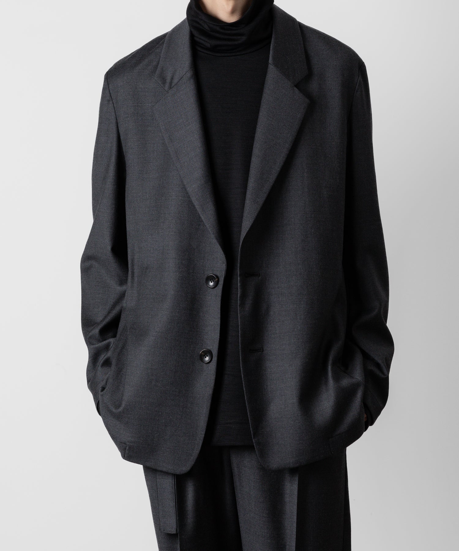 ATTACHMENT アタッチメントのWASHABLE WO/PE STRETCH SAXONY OVERSIZED LIGHT JACKET - D.GRAY 公式通販サイトsession福岡セレクトショップ