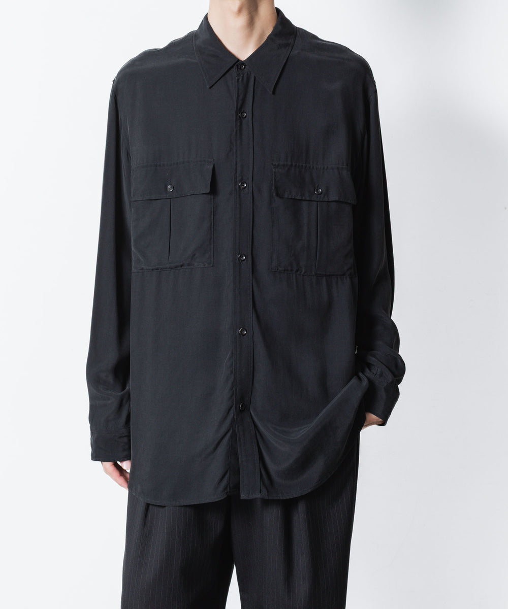 ATTACHMENT アタッチメントのCU/RY FIBRIL TAFFETA PATCH POCKET L/S SHIRT - BLACKの公式通販サイトsession福岡セレクトショップ