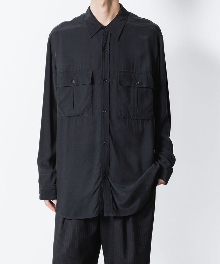 ATTACHMENT アタッチメントのCU/RY FIBRIL TAFFETA PATCH POCKET L/S SHIRT - BLACKの公式通販サイトsession福岡セレクトショップ