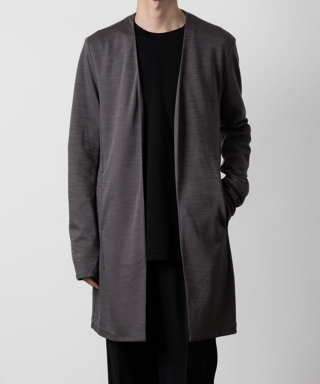 ATTACHMENT アタッチメントのWO/NY SMOOTH COLLARLESS LONG CARDIGAN - GRAY 公式通販サイトsession福岡セレクトショップ