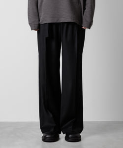 ATTACHMENT アタッチメントのWASHABLE WO/PE STRETCH SAXONY BELTED WIDE TROUSERS - BLACK 公式通販サイトsession福岡セレクトショップ