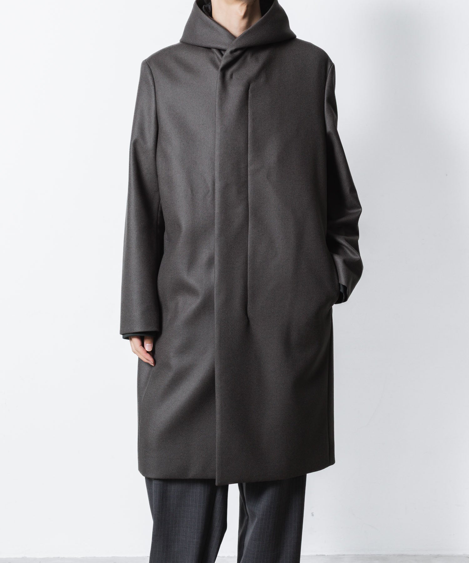 ATTACHMENT / EXCLUSIVE ITEMアタッチメントの2/90 SUPER120S MALTON ZIPUP HOODED COAT - D.GRAYの公式通販サイトsession福岡セレクトショップ
