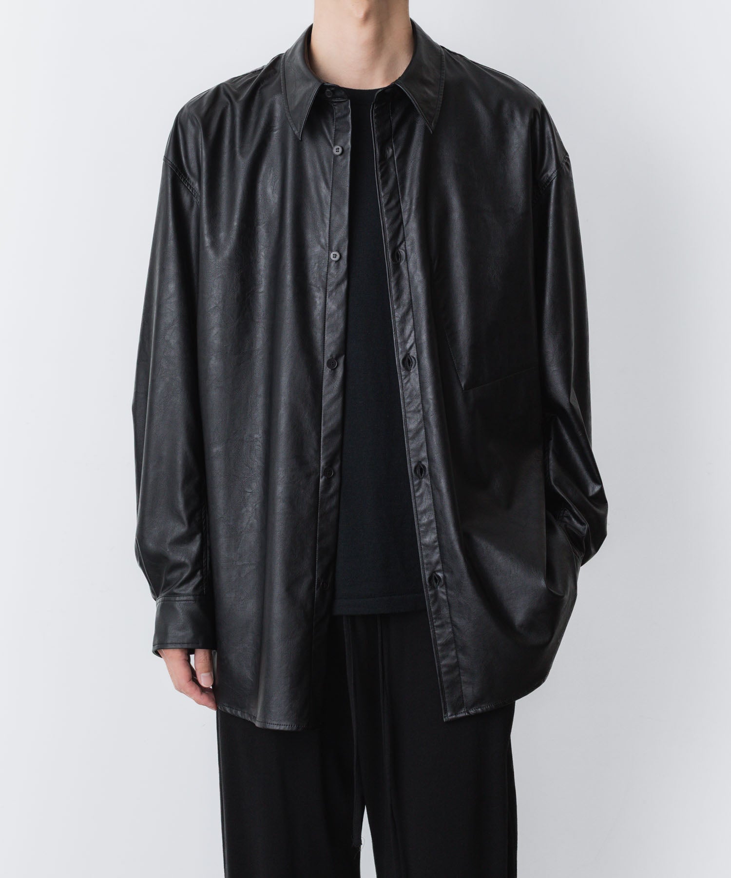 VEIN-ヴェイン SYNTHETIC LEATHER L/S SHIRTのBLACK 公式通販サイトsession福岡セレクトショップ