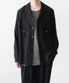 【 ATTACHMENT 】LY/SI LAWN PATCH POCKET OPEN COLLAR L/S SHIRT - BLACK