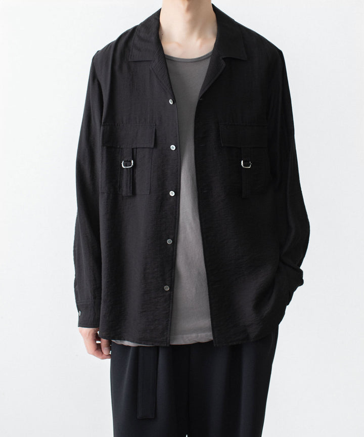 ATTACHMENT アタッチメントのLY/SI LAWN PATCH POCKET OPEN COLLAR L/S SHIRT - BLACKの公式通販サイトsession福岡セレクトショップ