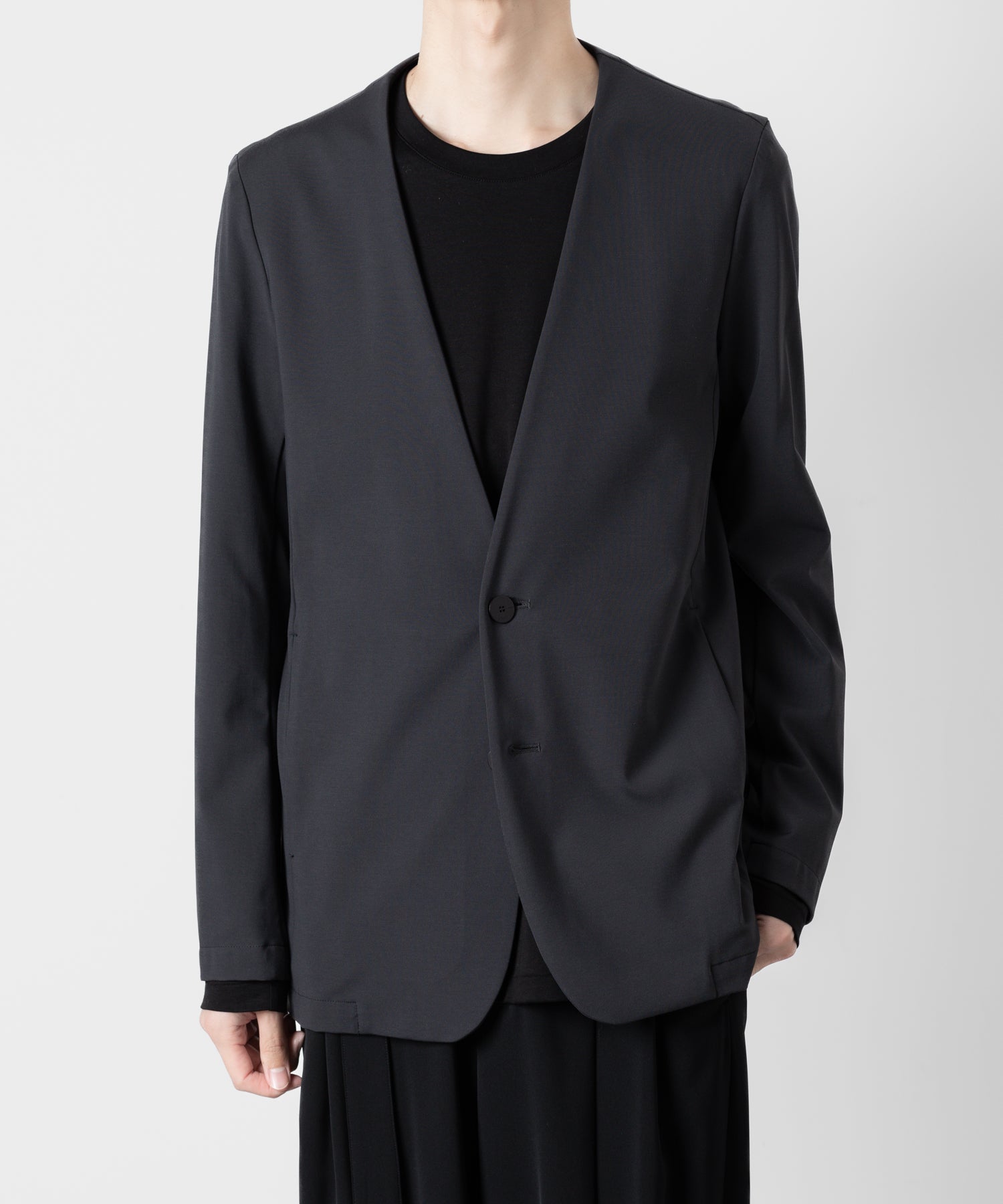 ATTACHMENT アタッチメントのNY/CO STRETCH JERSEY COLLARLESS JACKET - D.GRAY 公式通販サイトsession福岡セレクトショップ