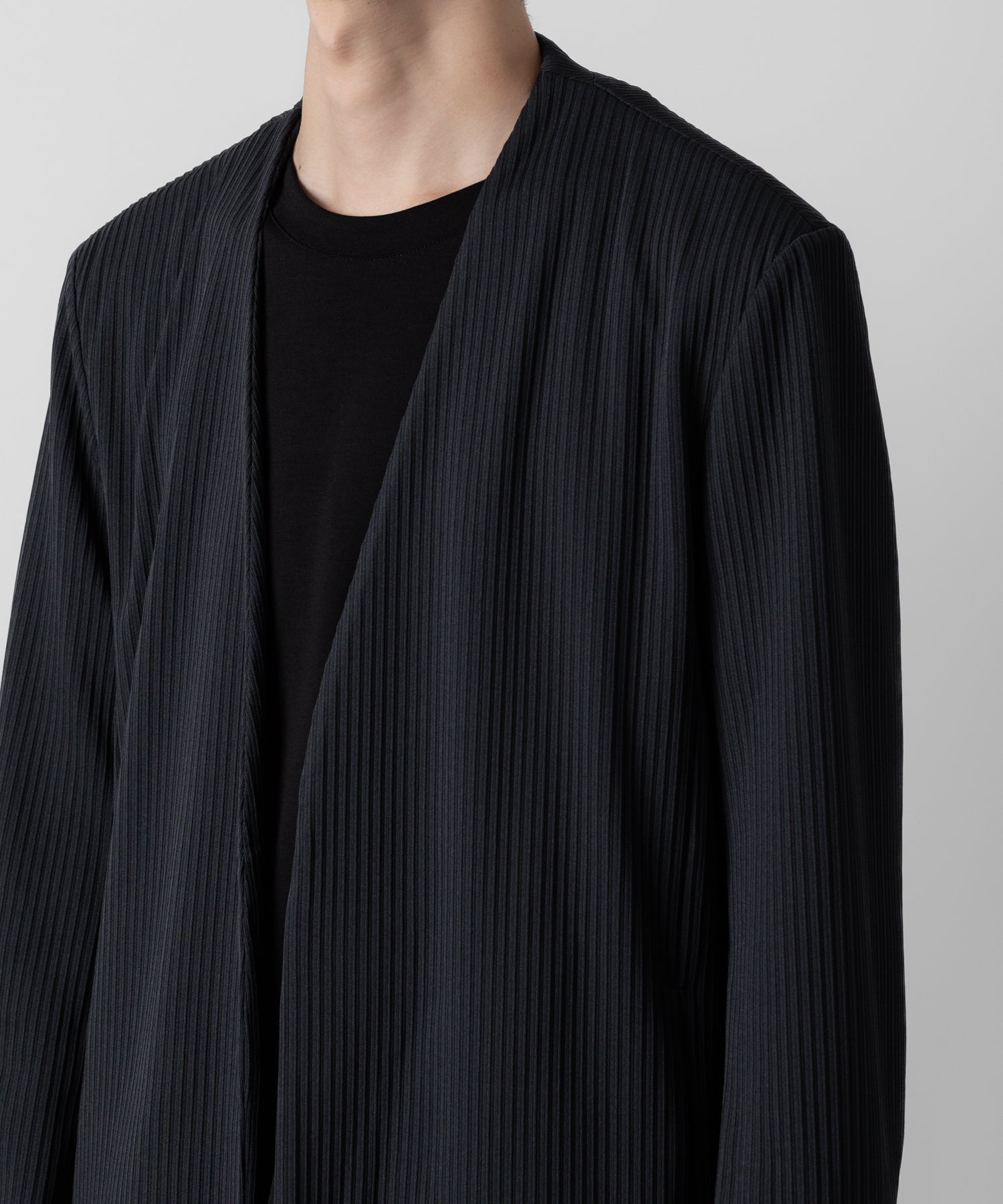 ATTACHMENT アタッチメントのPE STRETCH RIB COLLARLESS CARDIGAN - D.GRAY 公式通販サイトsession福岡セレクトショップ