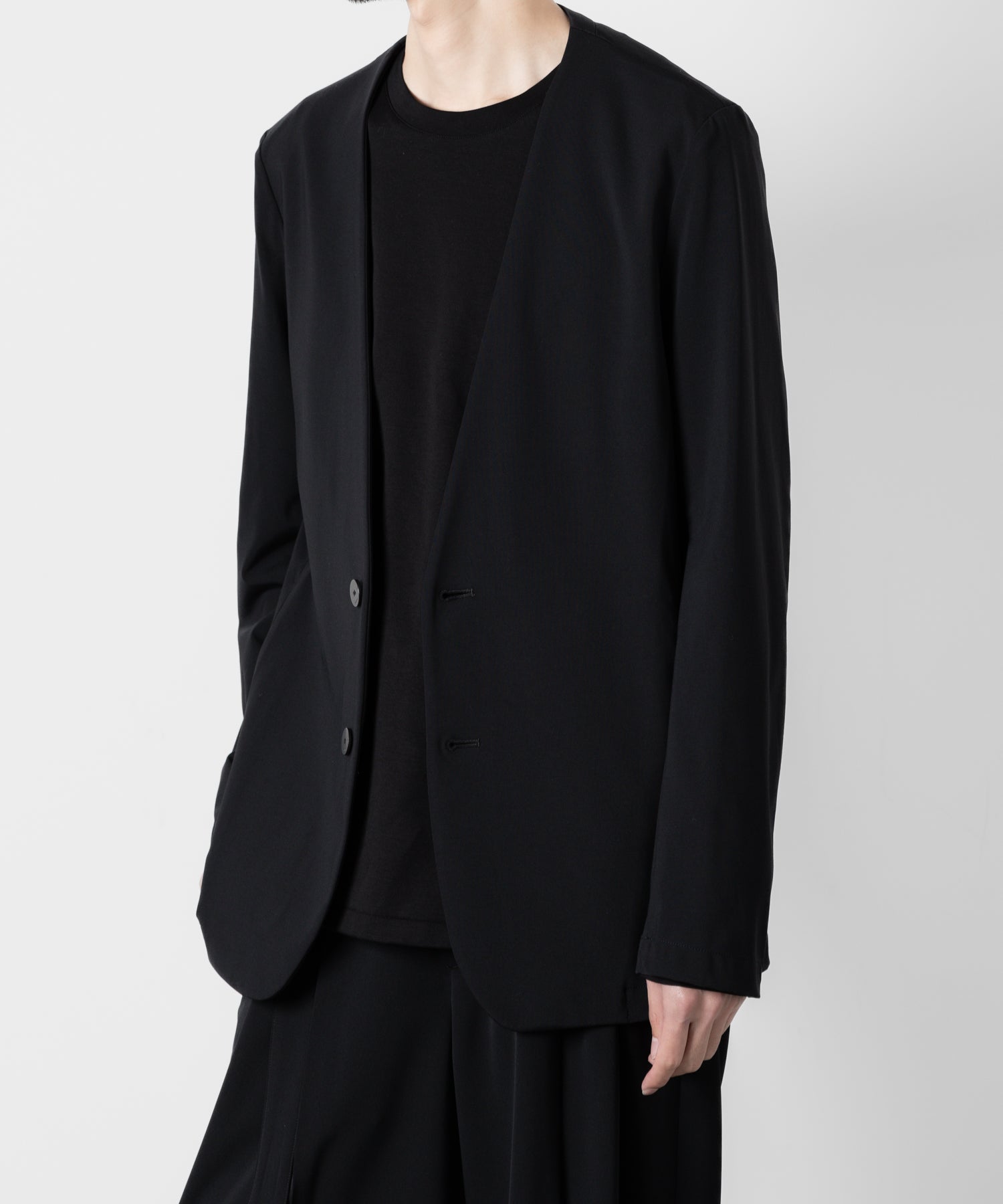 ATTACHMENT アタッチメントのNY/CO STRETCH JERSEY COLLARLESS JACKET - BLACK 公式通販サイトsession福岡セレクトショップ