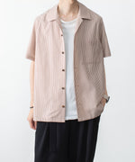 画像をギャラリービューアに読み込む, ATTACHMENT アタッチメントのWO/PE STRIPE OPEN COLLAR S/S SHIRT - S.REDの公式通販サイト
