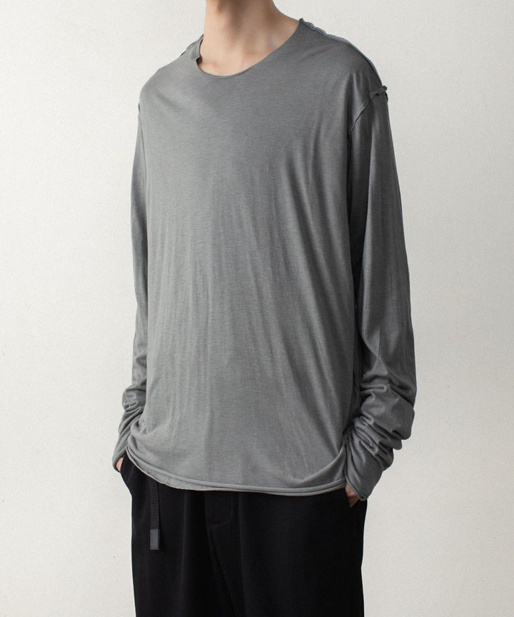 ATTACHMENT アタッチメントのCO/CU JERSEY SLIM FIT LAYERED L/S TEE - KHAKI GRAYの公式通販サイトsession福岡セレクトショップ
