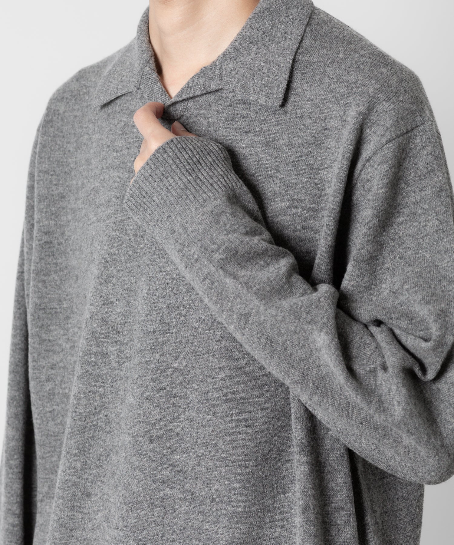 ATTACHMENT アタッチメントのBRITISH WO KNIT POLO  PULLOVER L/S - X.GRAY 公式通販サイトsession福岡セレクトショップ