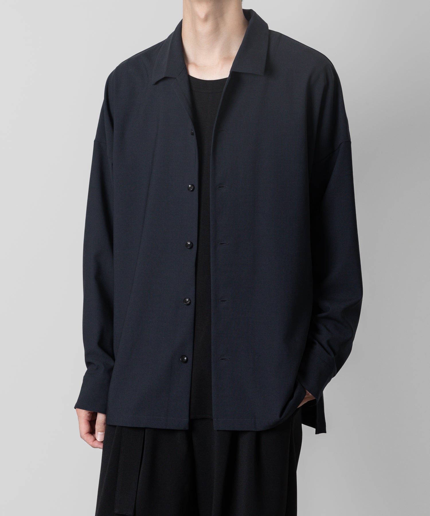 ATTACHMENT アタッチメントのPE/RY STRETCH TROPICAL OVERSIZED OPENCOLLAR L/S SHIRT - NAVY 公式通販サイトsession福岡セレクトショップ