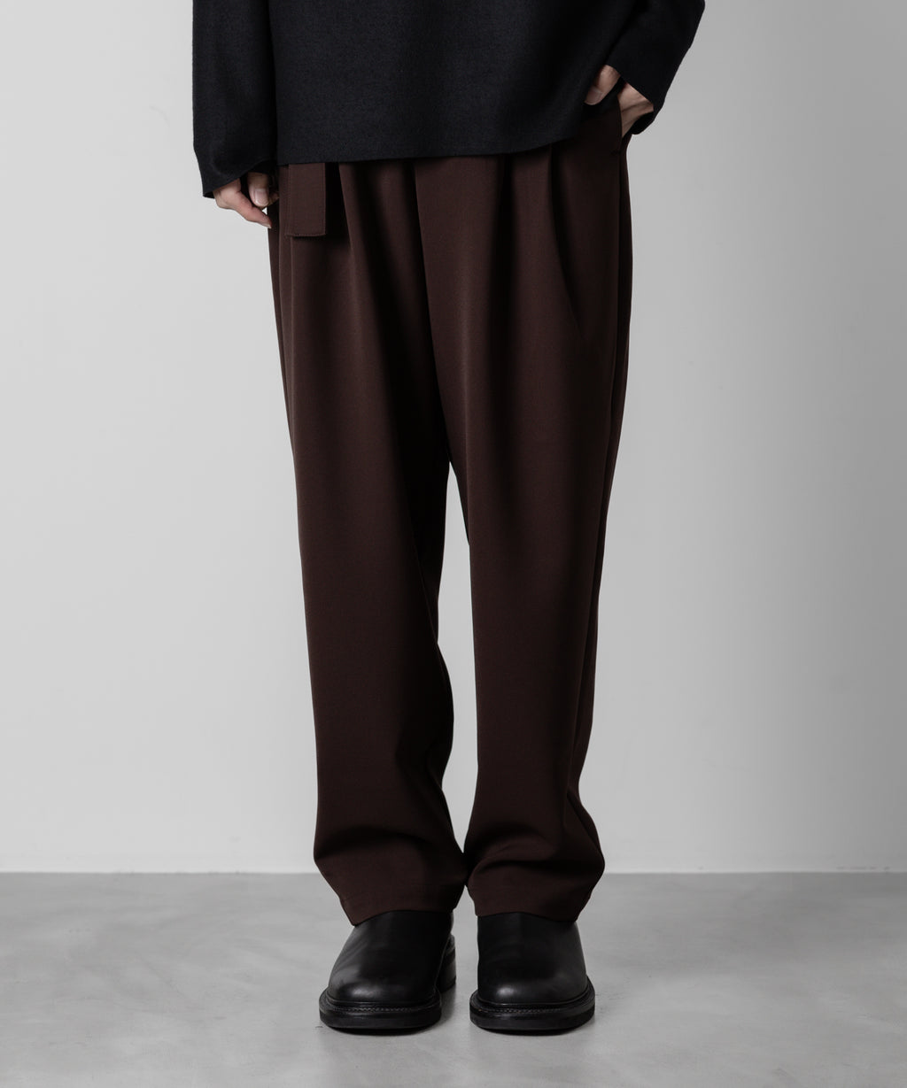 ATTACHMENT アタッチメントのPE STRETCH DOUBLE CLOTH BELTED TAPERED FIT TROUSERS - BROWN 公式通販サイトsession福岡セレクトショップ