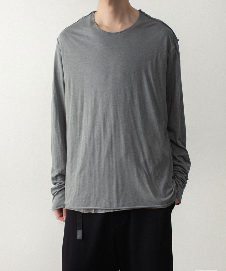 ATTACHMENT アタッチメントのCO/CU JERSEY SLIM FIT LAYERED L/S TEE - KHAKI GRAYの公式通販サイトsession福岡セレクトショップ