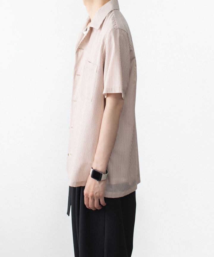 ATTACHMENT アタッチメントのWO/PE STRIPE OPEN COLLAR S/S SHIRT - S.REDの公式通販サイト