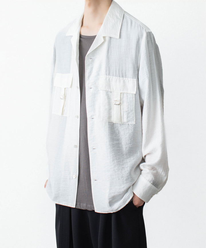 ATTACHMENT アタッチメントのLY/SI LAWN PATCH POCKET OPEN COLLAR L/S SHIRT - WHITEの公式通販サイトsession福岡セレクトショップ