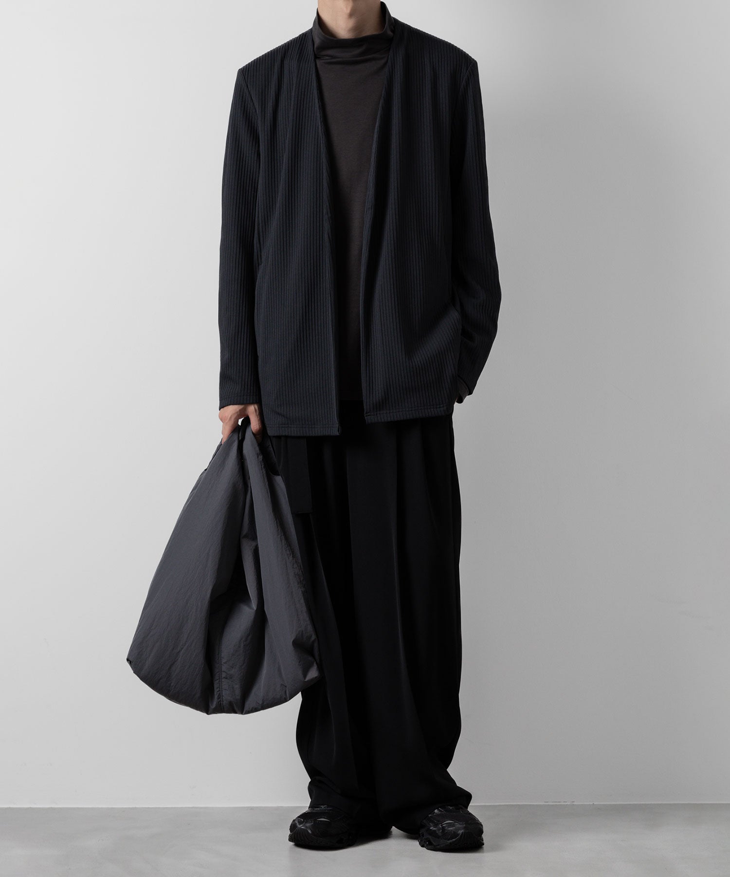 ATTACHMENT アタッチメントのPE STRETCH RIB COLLARLESS CARDIGAN - D.GRAY 公式通販サイトsession福岡セレクトショップ