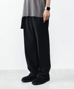 画像をギャラリービューアに読み込む, ATTACHMENT アタッチメントのPE STRETCH DOUBLE CLOTH BELTED STRAIGHT TROUSERS - BLACKの公式通販サイトsession福岡セレクトショップ
