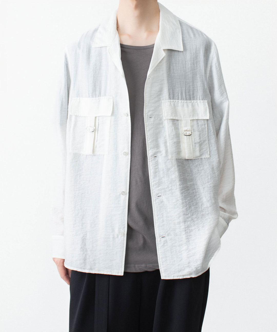 ATTACHMENT アタッチメントのLY/SI LAWN PATCH POCKET OPEN COLLAR L/S SHIRT - WHITEの公式通販サイトsession福岡セレクトショップ