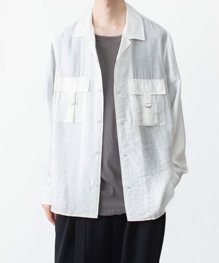 ATTACHMENT アタッチメントのLY/SI LAWN PATCH POCKET OPEN COLLAR L/S SHIRT - WHITEの公式通販サイトsession福岡セレクトショップ