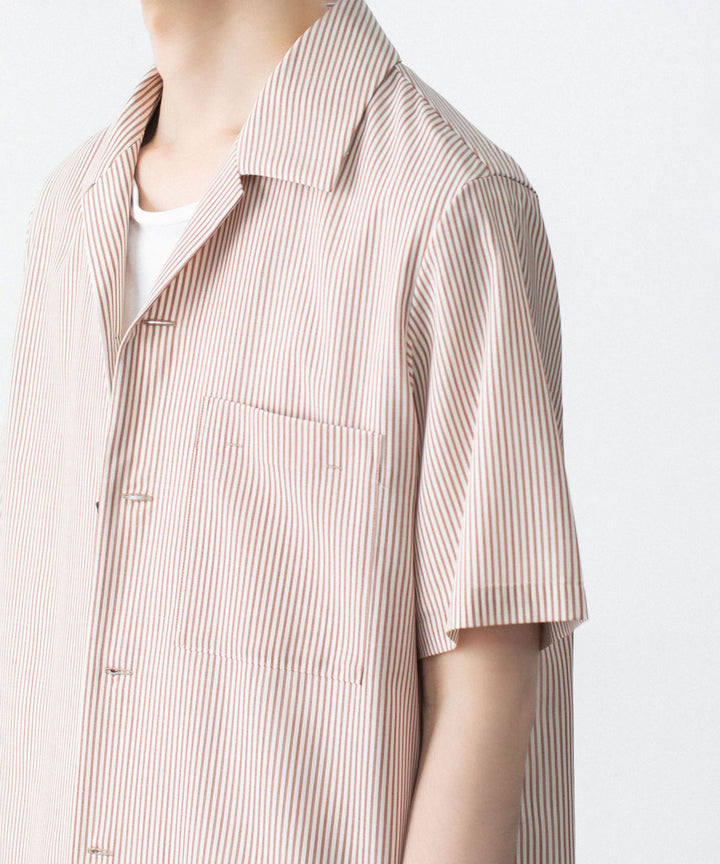 ATTACHMENT アタッチメントのWO/PE STRIPE OPEN COLLAR S/S SHIRT - S.REDの公式通販サイト