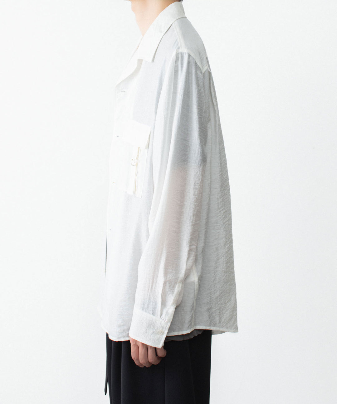 ATTACHMENT アタッチメントのLY/SI LAWN PATCH POCKET OPEN COLLAR L/S SHIRT - WHITEの公式通販サイトsession福岡セレクトショップ