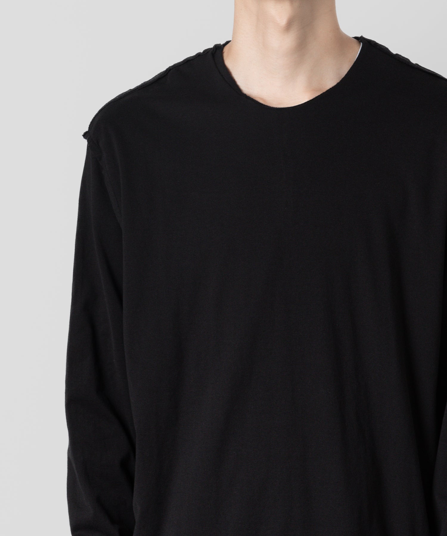 【ATTACHMENT】ATTACHMENT アタッチメントの80/2 PIMA CO JERSEY SLIM FIT LAYERED L/S TEE - BLACK 公式通販サイトsession福岡セレクトショップ