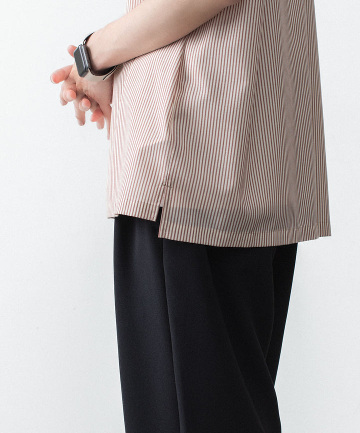 ATTACHMENT アタッチメントのWO/PE STRIPE OPEN COLLAR S/S SHIRT - S.REDの公式通販サイト