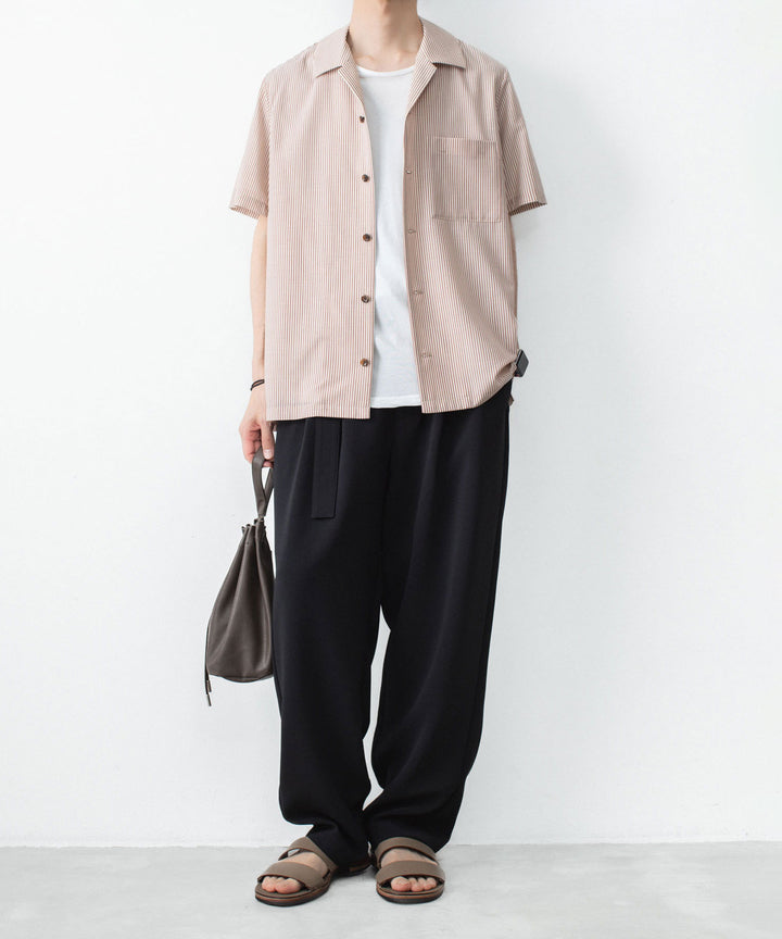 ATTACHMENT アタッチメントのWO/PE STRIPE OPEN COLLAR S/S SHIRT - S.REDの公式通販サイト