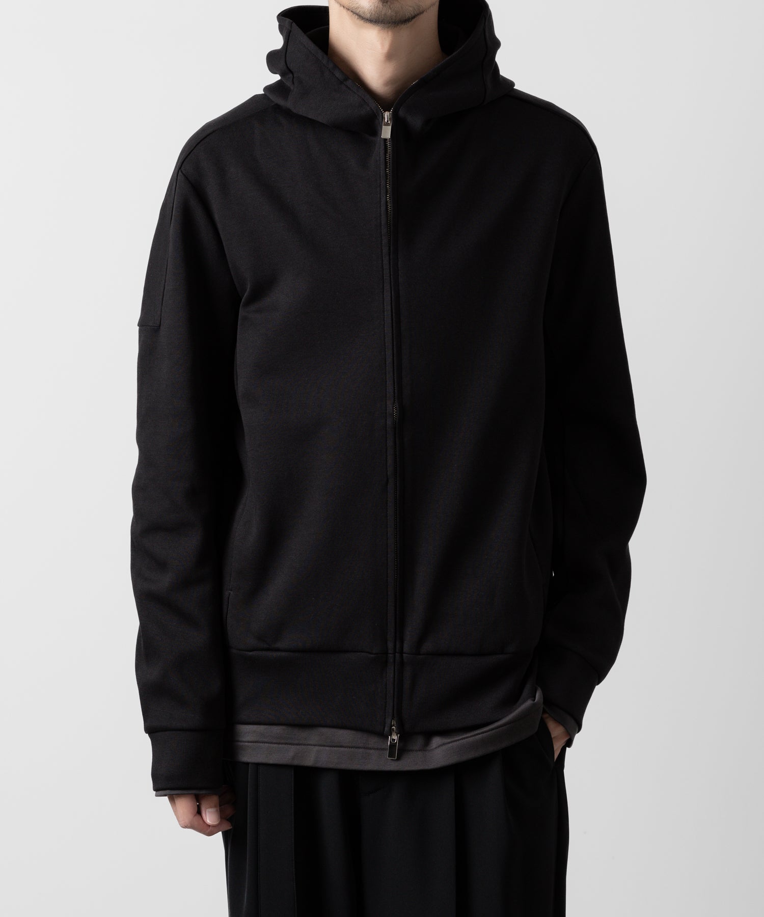 ATTACHMENT アタッチメントの限定CO/PE DOUBLE KNIT ZIP UP HOODIE - BLACKの公式通販サイトsession福岡セレクトショップ