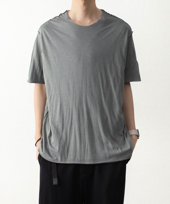 ATTACHMENT アタッチメントのCO/CU JERSEY SLIM FIT LAYERED S/S TEE - KHAKI GRAYの公式通販サイトsession福岡セレクトショップ
