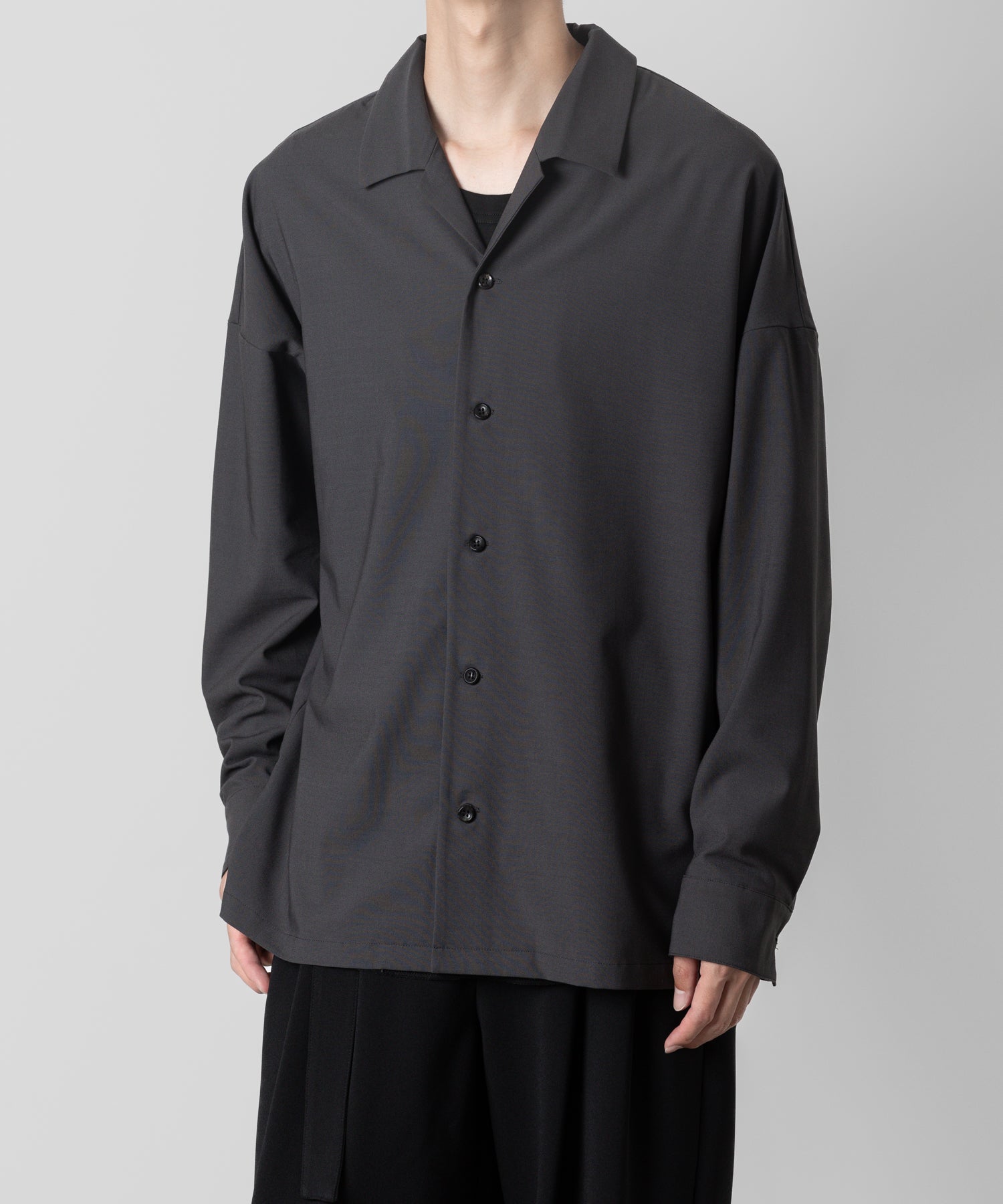 ATTACHMENT アタッチメントのPE/RY STRETCH TROPICAL OVERSIZED OPENCOLLAR L/S SHIRT - D.GRAY 公式通販サイトsession福岡セレクトショップ