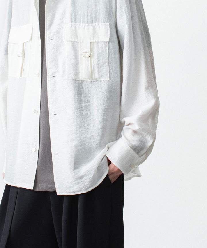 ATTACHMENT アタッチメントのLY/SI LAWN PATCH POCKET OPEN COLLAR L/S SHIRT - WHITEの公式通販サイトsession福岡セレクトショップ