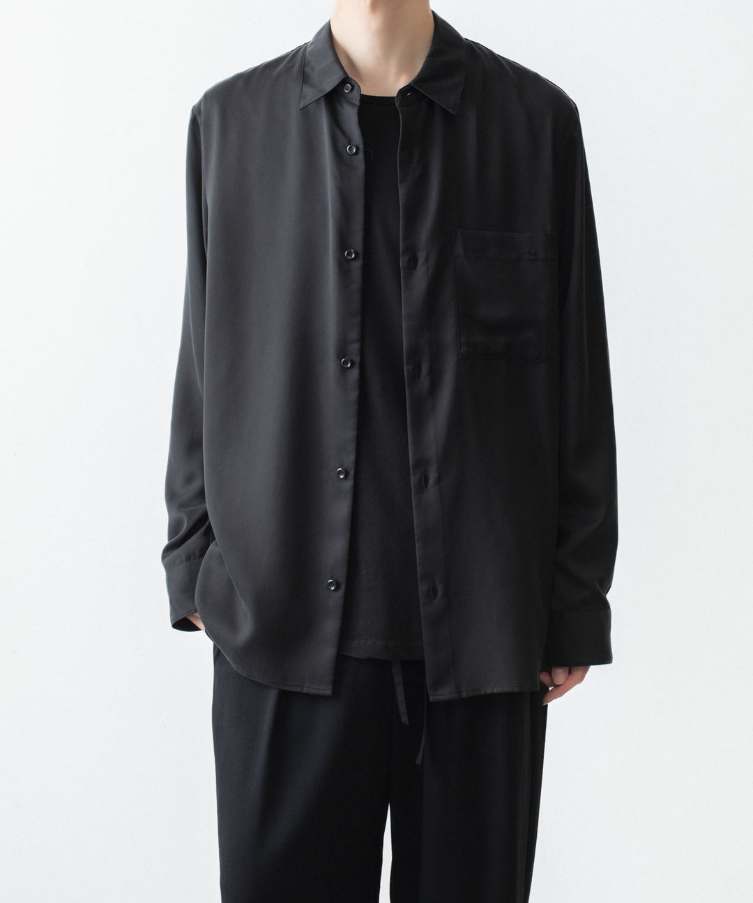 ATTACHMENT アタッチメントのCU/PE FIBRIL SATIN L/S SHIRT - BLACKの公式通販サイトsession福岡セレクトショップ