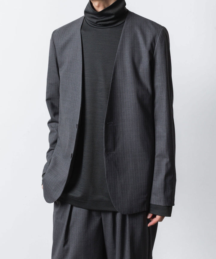 ATTACHMENT アタッチメントのT/W/SI STRETCH GABARDINE COLLARLESS JKT - S.GRAYの公式通販サイトsession福岡セレクトショップ