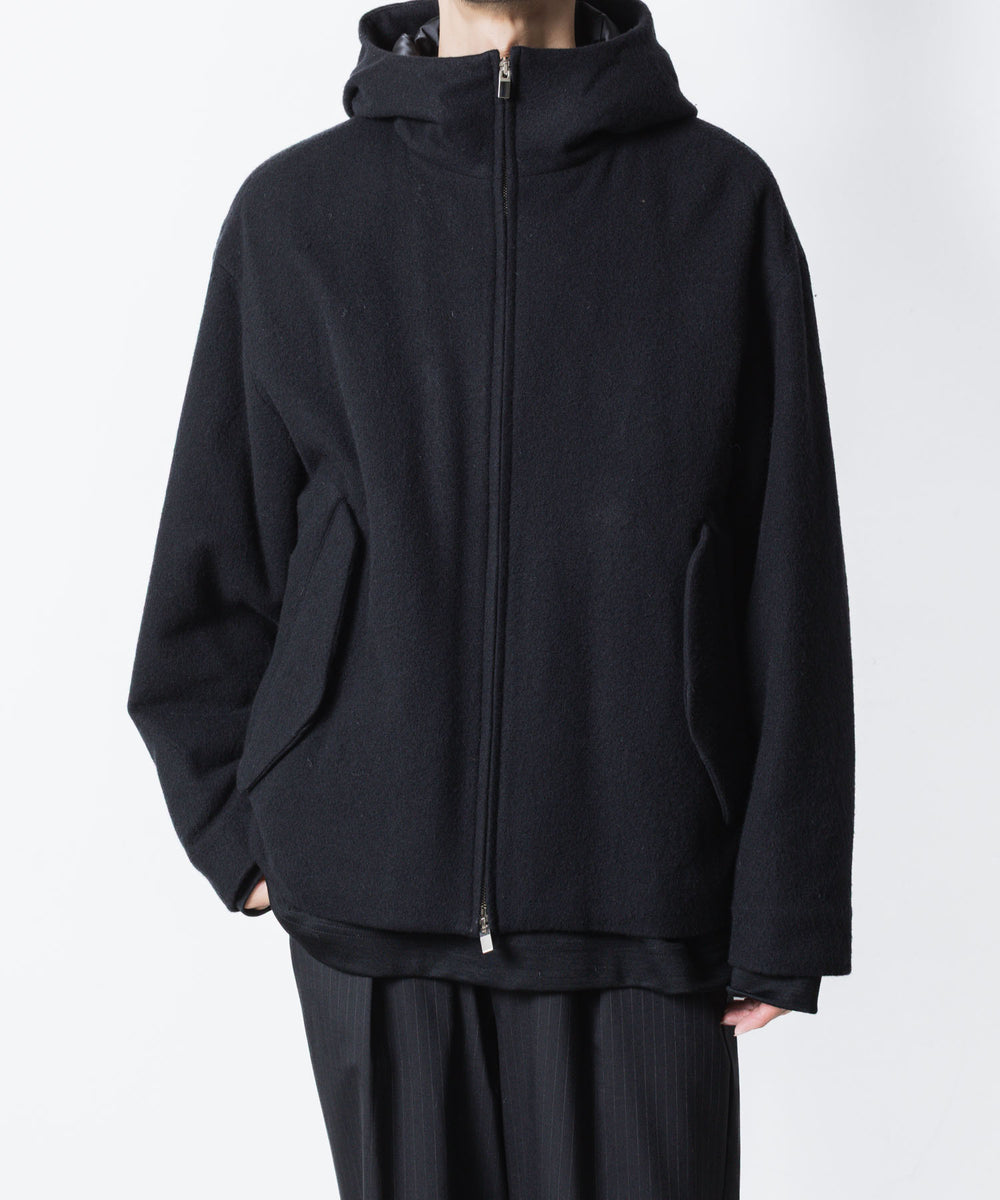 ATTACHMENT アタッチメントのWOOL SHAGGY PADDING HOODED JACKET - BLACKの公式通販サイトsession福岡セレクトショップ
