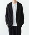 【 ATTACHMENT 】COTTON DOUBLE FACE COLLARLESS CARDIGAN - BLACK