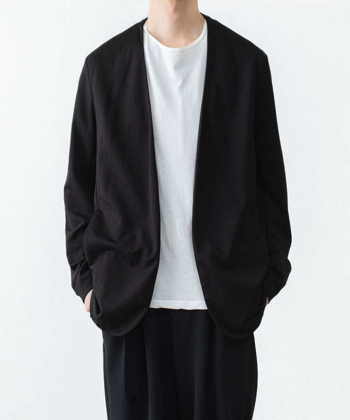ATTACHMENT アタッチメントのCOTTON DOUBLE FACE COLLARLESS CARDIGAN - BLACKの公式通販サイトsession福岡セレクトショップ