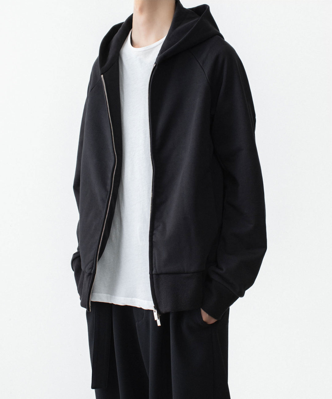 ATTACHMENT アタッチメントのCO STRETCH TERRY ZIP UP HOODIE - BLACKの公式通販サイトsession福岡セレクトショップ